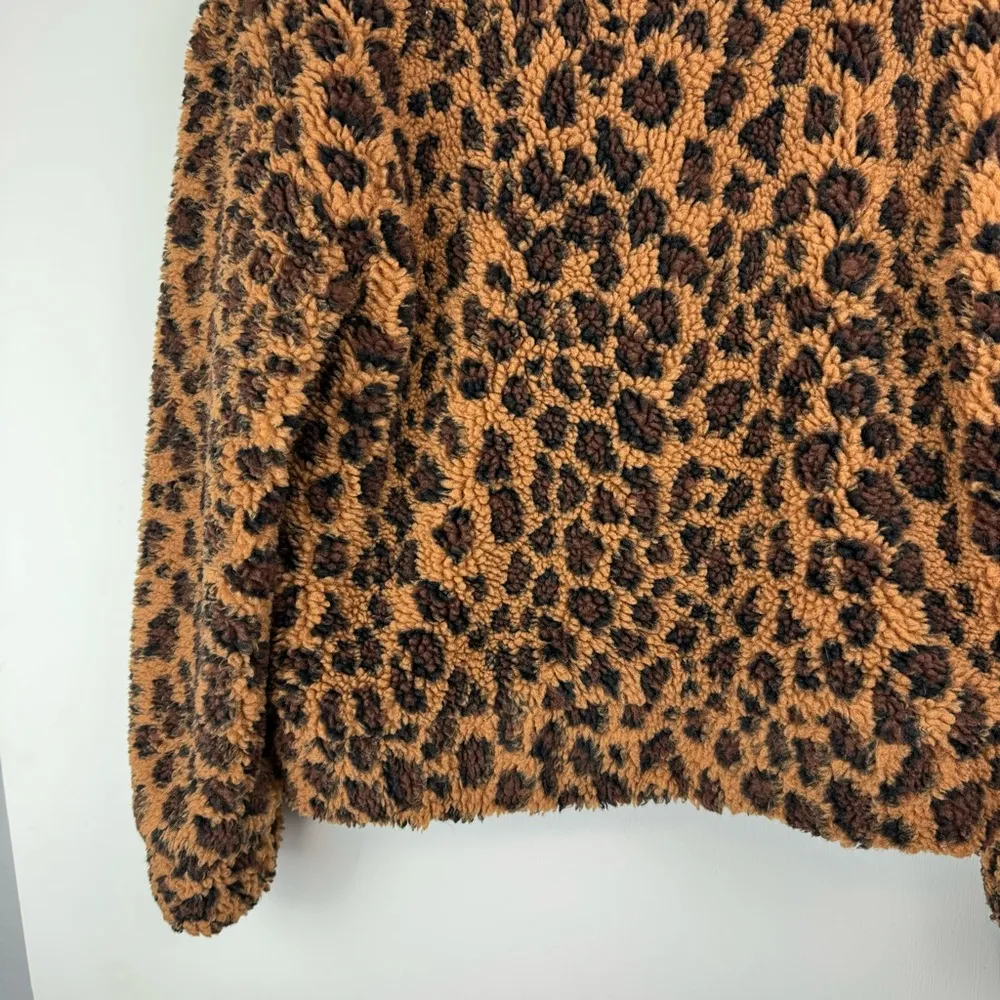 BB Dakota Leopard Sherpa Jacket Bomber Sz Small Animal Print - Image 15