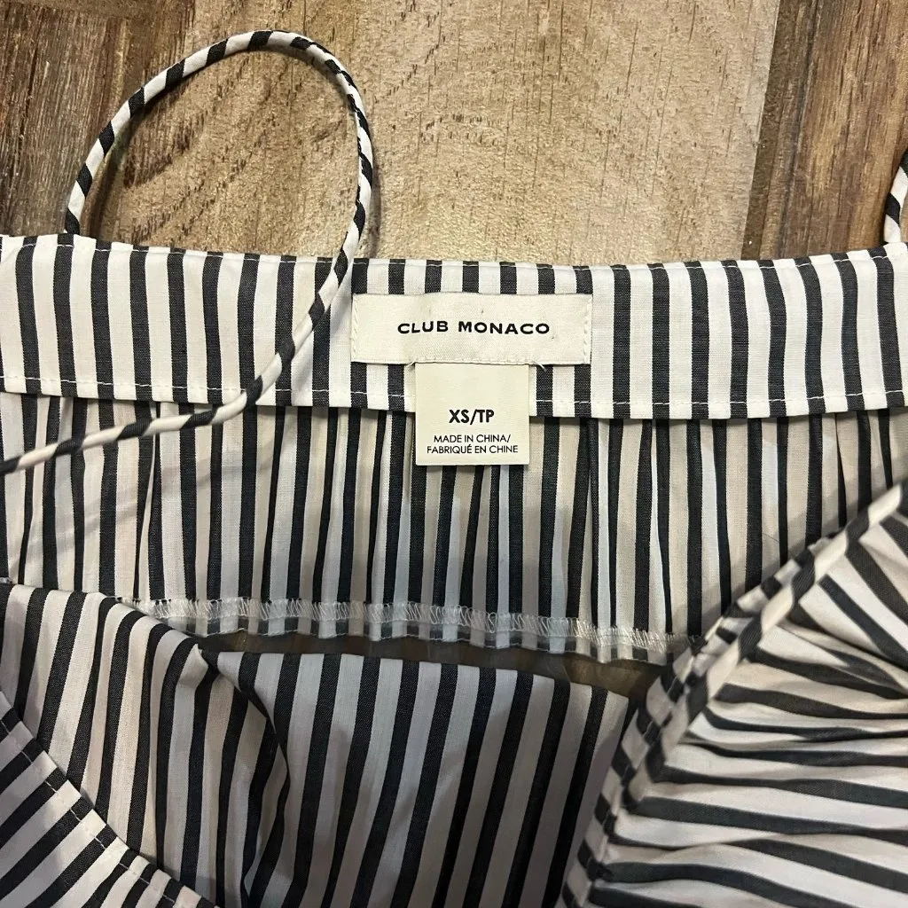 CLUB MONACO Sunburst Tank Chemise Multi Pleated Striped Cropped Cami - Image 3