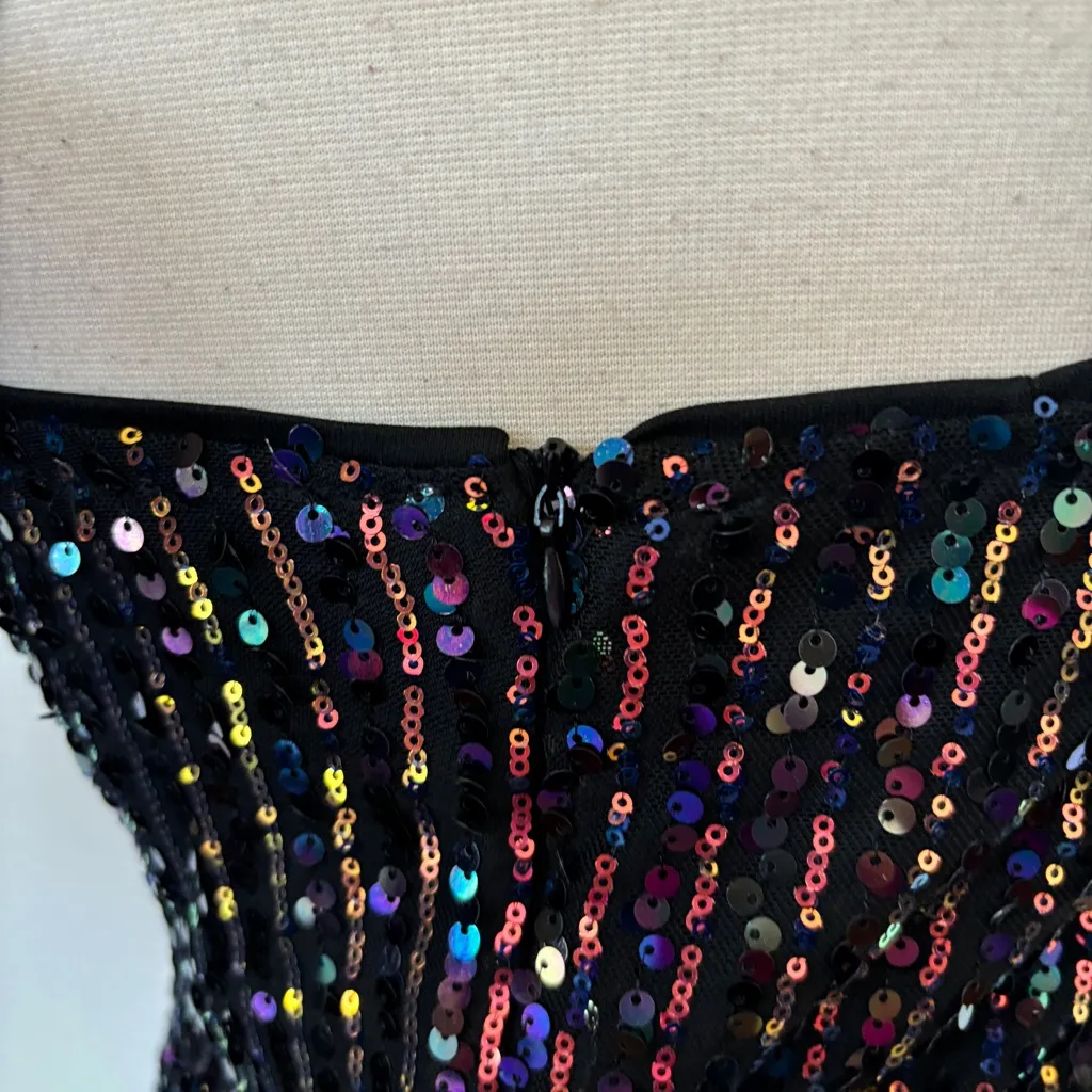 Iris Black & Purple Sequin Halter Neck Mini Dress - Image 7