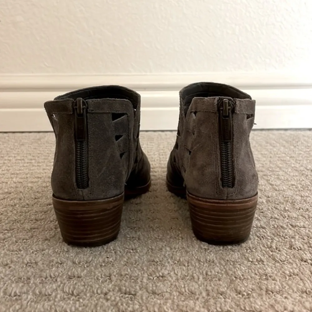 Vince Camuto Graystone Verona Suede Zip Up Heel Cutout Booties - Image 4