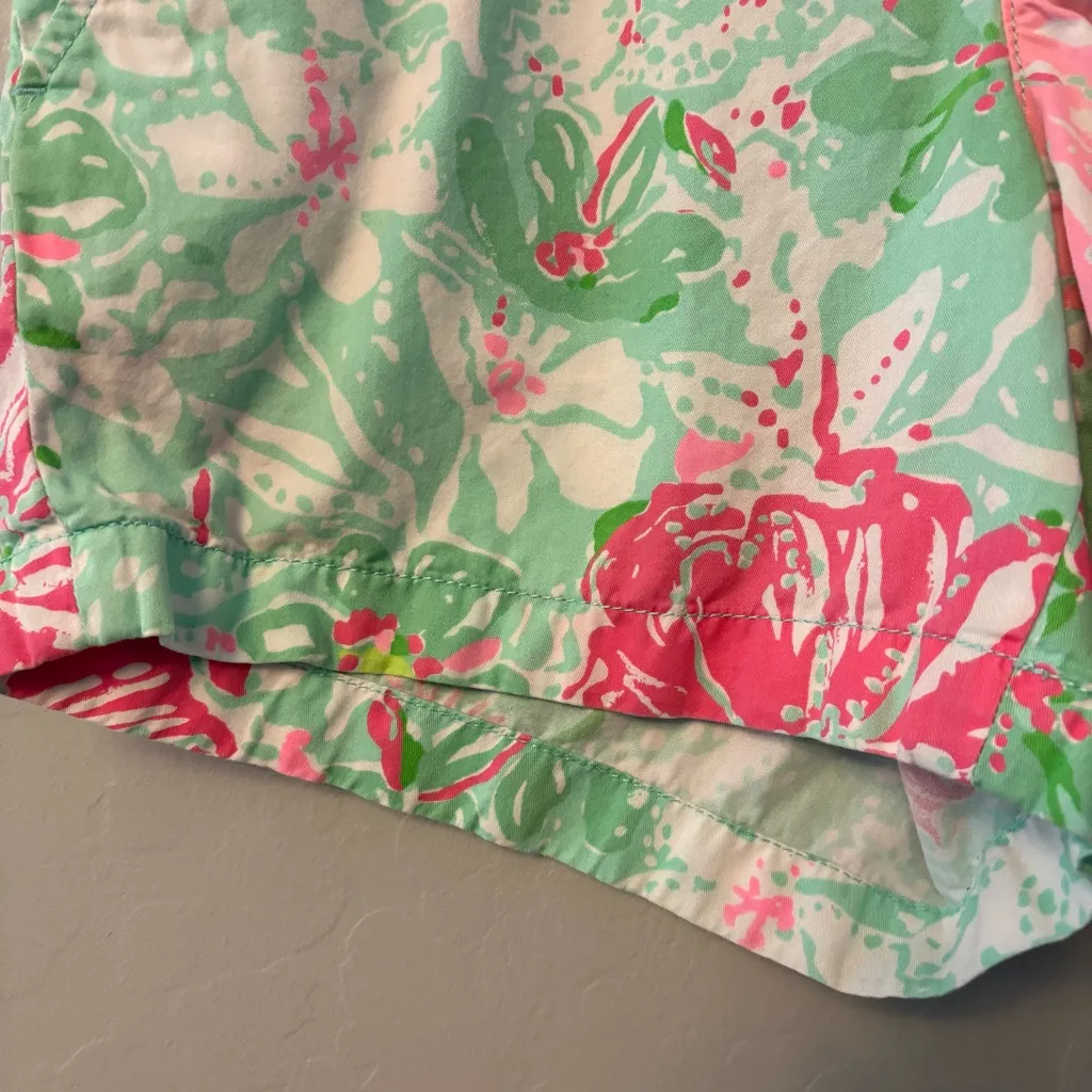 Lilly pulitzer the callahan shorts in beach wave green pink floral pattern sz 4 - Image 7