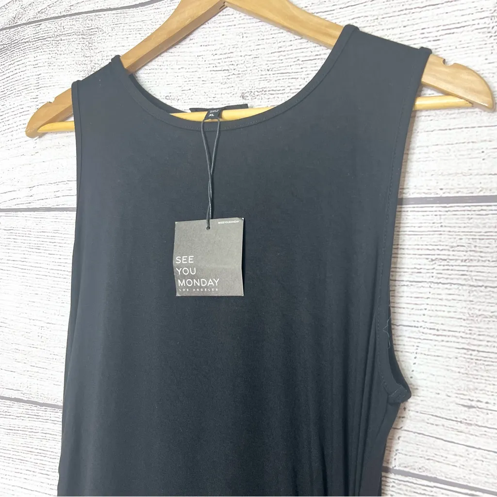 NWT See You Monday Black Sleeveless Ruched Maxi Dress Size XL - Image 4