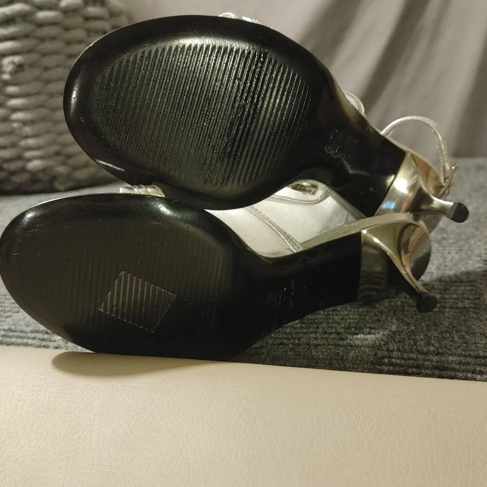 Mingo Portofino Vero Cuolo Italy Heels Silver Lime Green Crystals Panther Jaguar Size 5.5 - Image 13