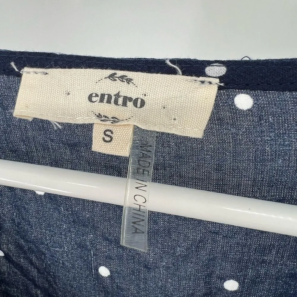 Entro navy polka dot mini dress lightweight summer spring wedding vacation small - Image 7