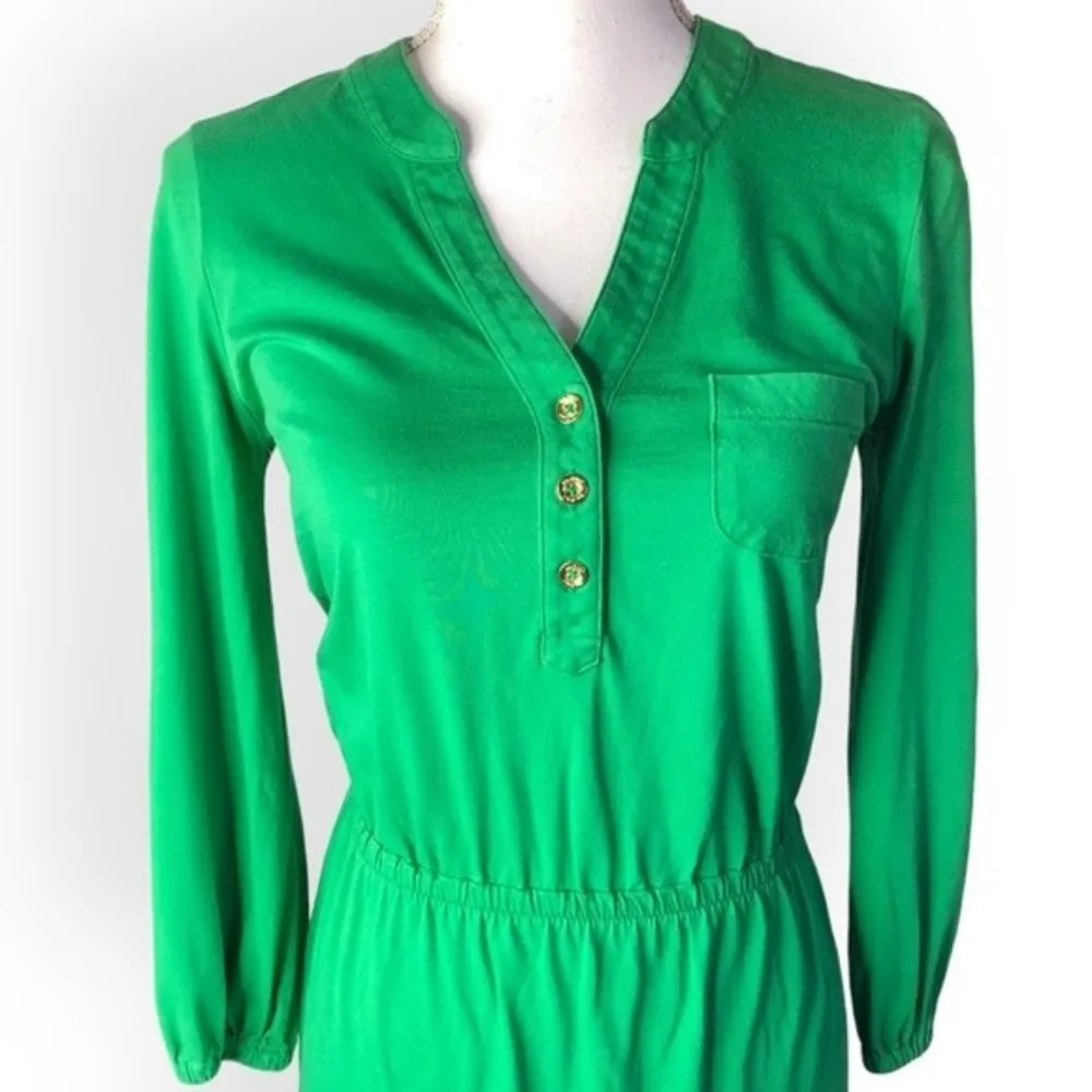 Lilly Pulitzer Green Beckett Drop Waist Long Sleeve Shirt Dress - Image 79