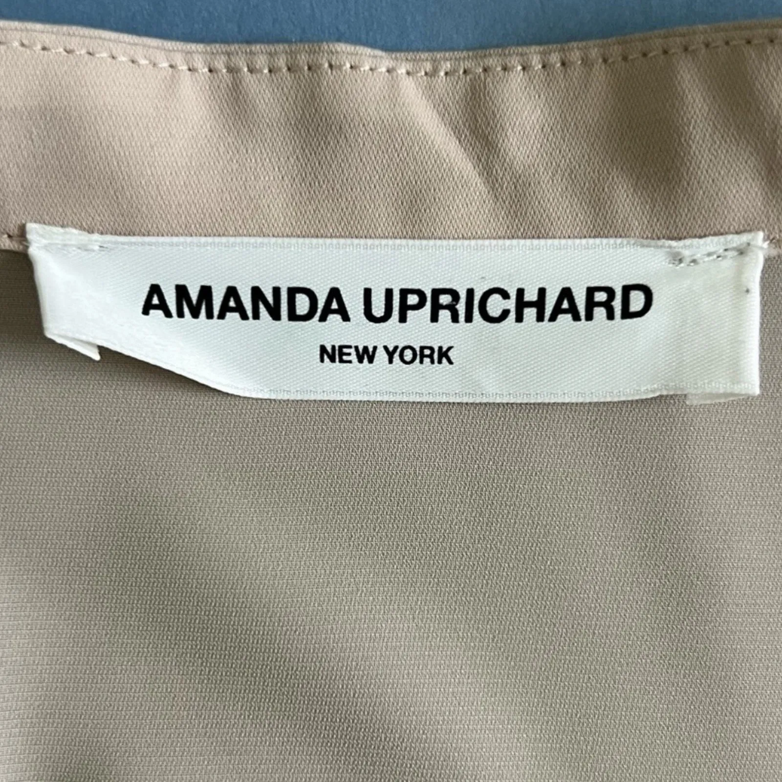 Amanda Uprichard Lori Blush Neutral Chiffon Button Down Short Sleeve Blouse - Image 5