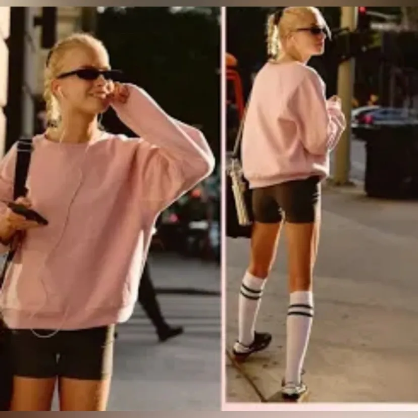 Free People Movement For The Win Candy Pink Pullover Size L - Image 2