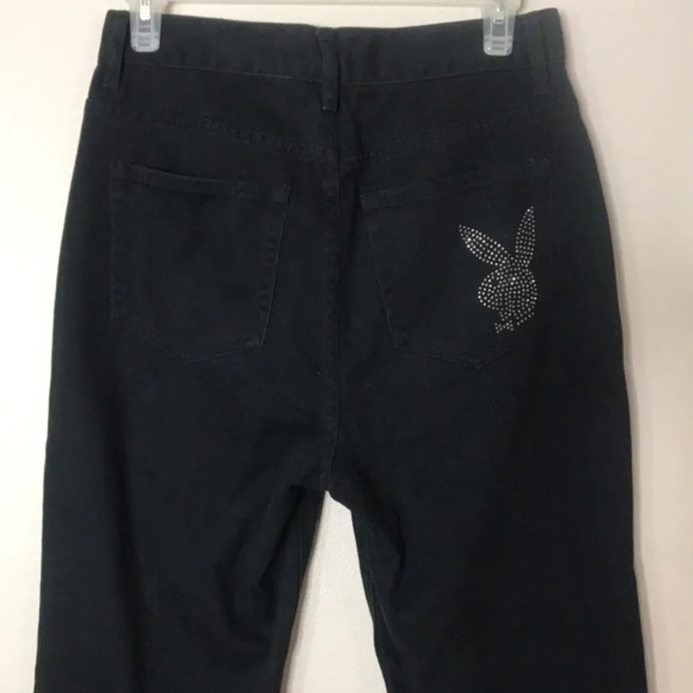 Playboy by pac-sun black button fly high waisted denim jeans size 27 cute - Image 10