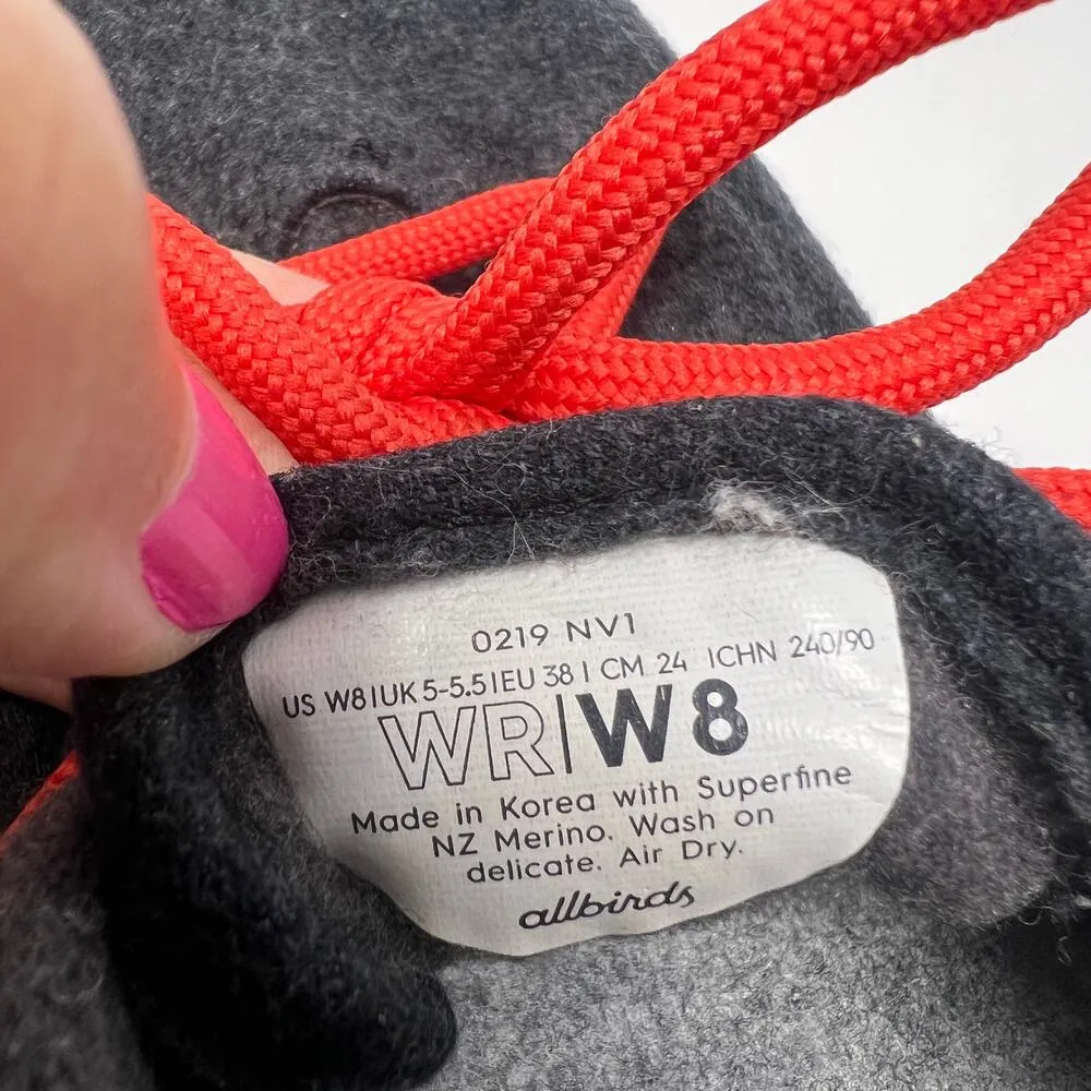 All Birds Super Fine Merino Wool Lace Up Women's Charcoal Sneakers Size 8 - Image 5