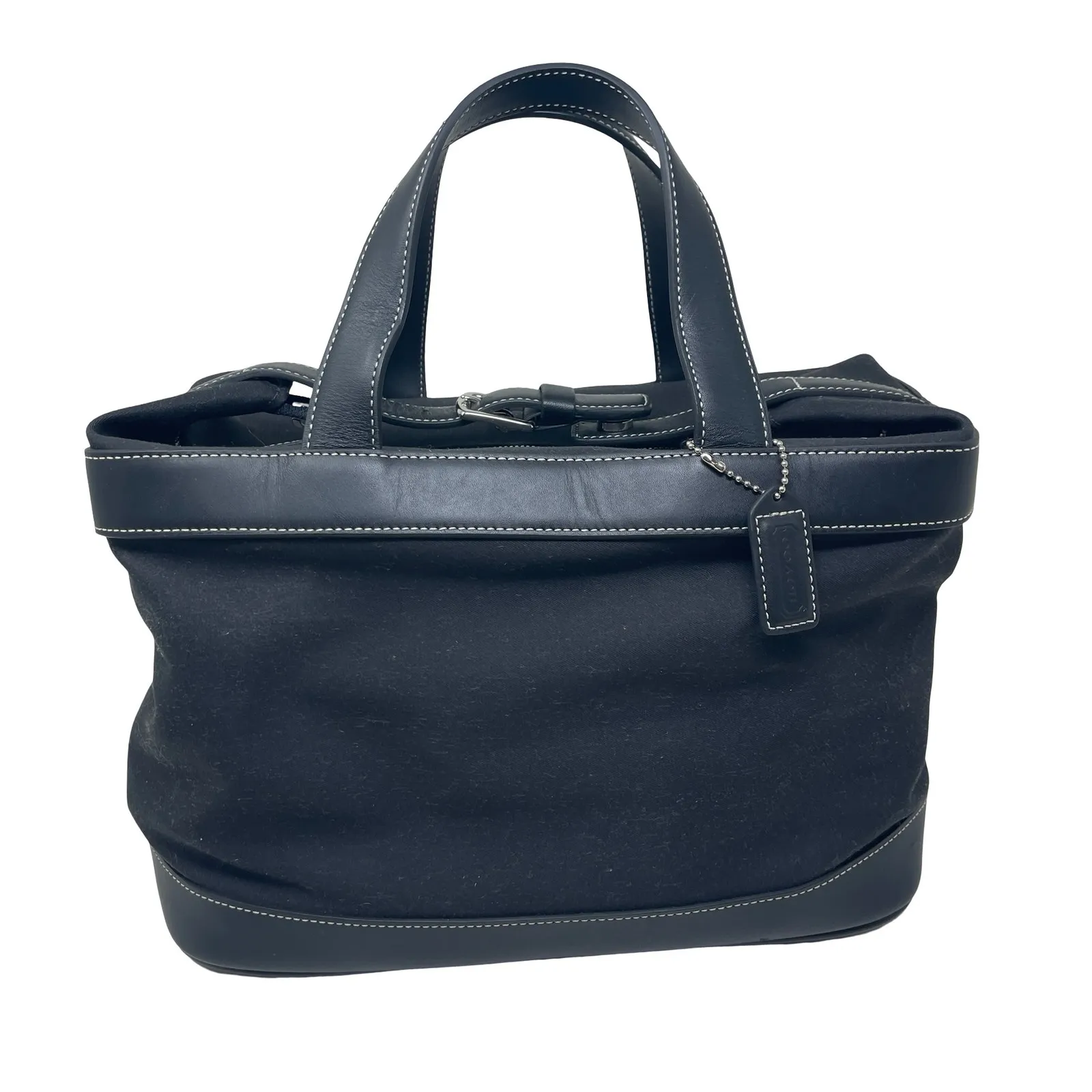 Coach Travel Canvas and Leather Duffle Bag with Cosmetic Detachable Liner - Image 2