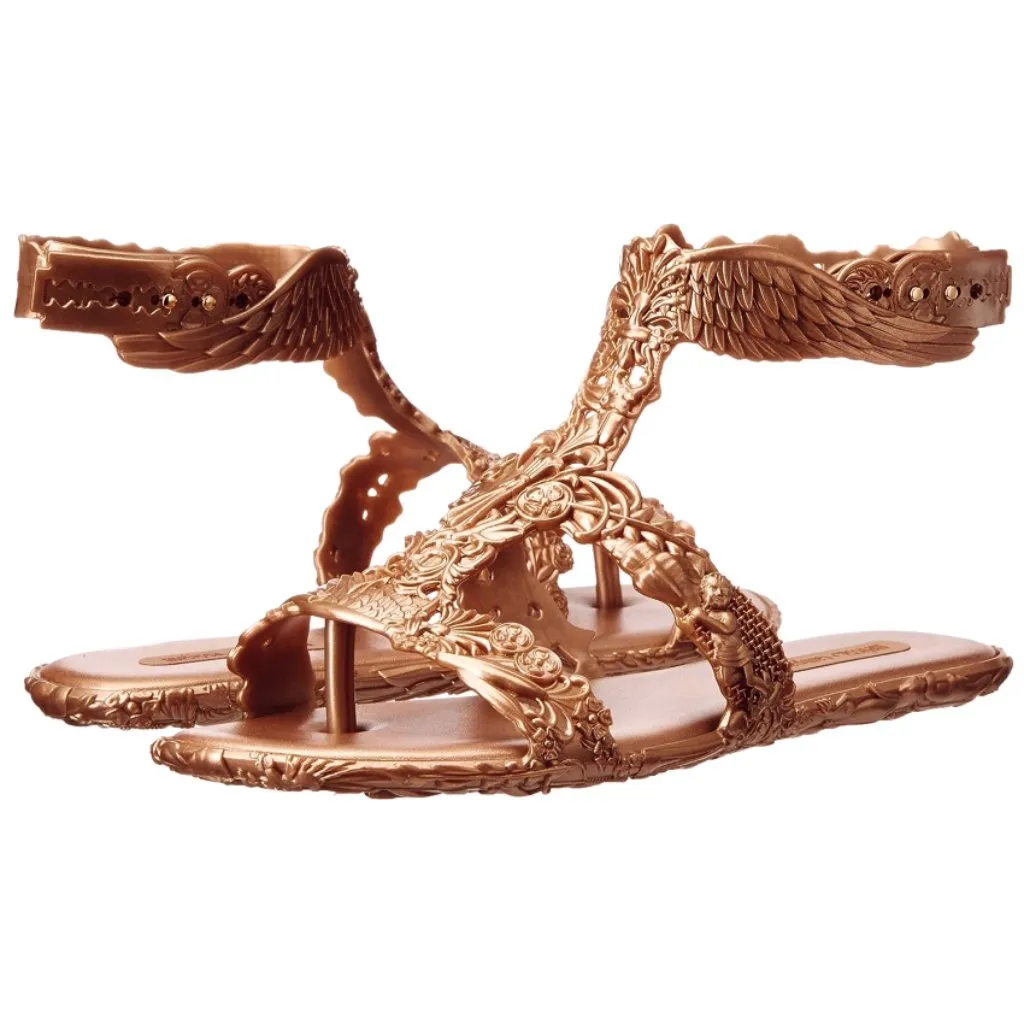 Melissa Campana Barroca Sandals Dark Gold Wings Bugs Lizard Strappy Jelly Flats - Image 5