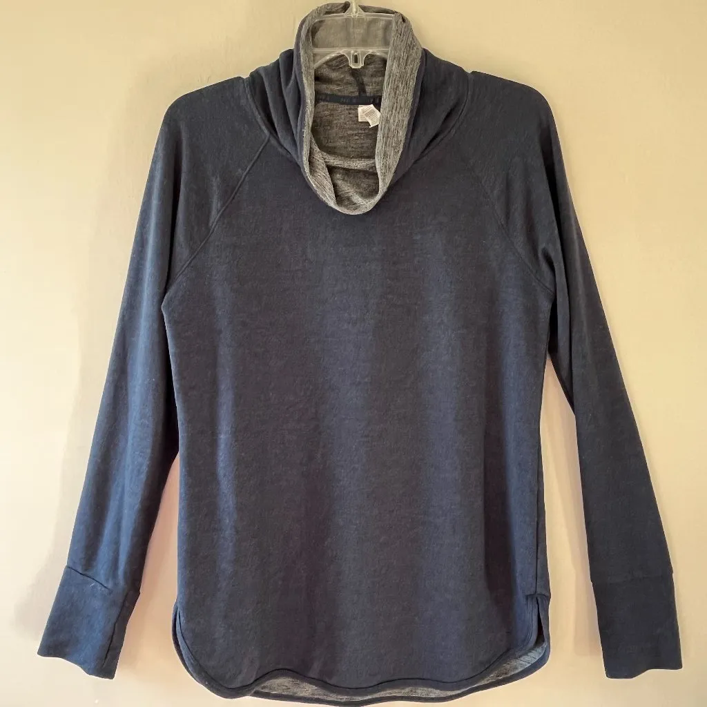 RBX Sz M Blue French Terry Cowl Collar Thumbholes Sweatshirt Pullover Top Size M - Image 1