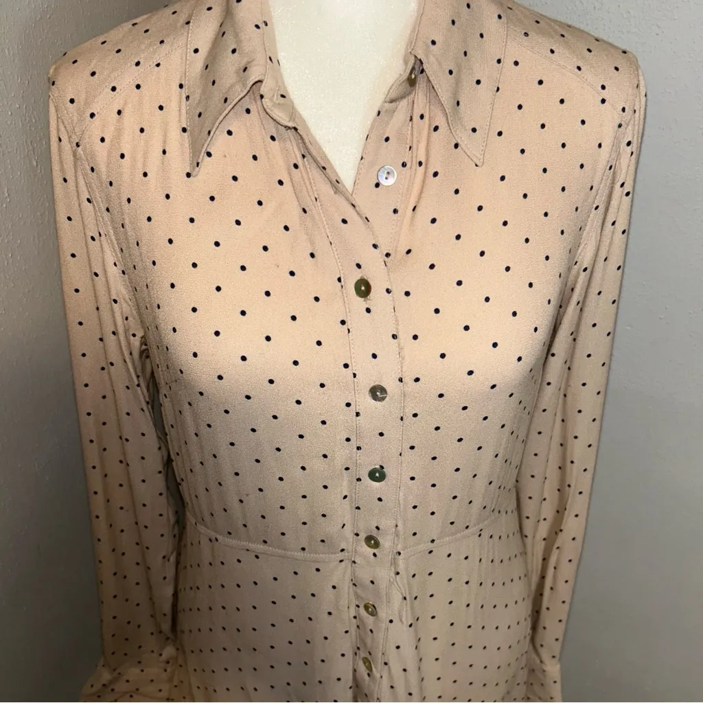 Free People this town Cream Polka Dot Long Sleeve Dress - Image 6