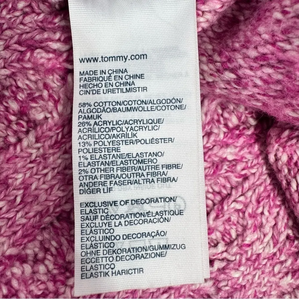Tommy Hilfiger Fuchsia Pink & Cream  Cable Knit Crewneck Sweater Barbie XL - Image 10