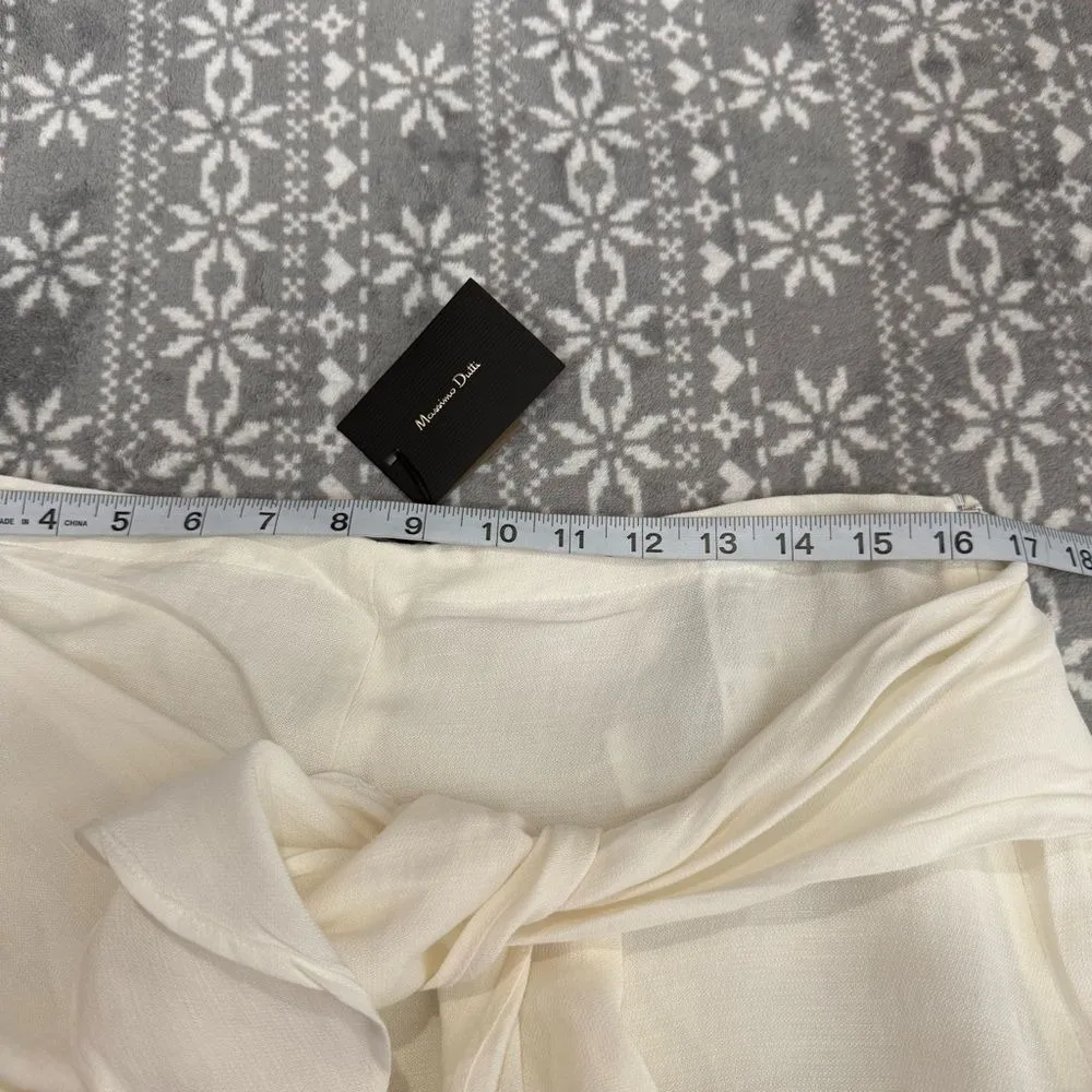 NWT Massimo Dutti White Linen‎ Blend Wide Leg Trousers With Tie Detail Size 10 - Image 10