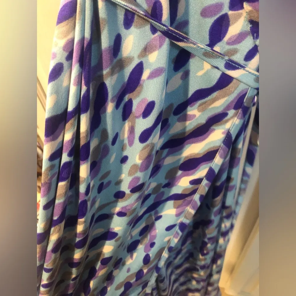 French Connection Blue Diah sleeveless Wrap Midi Dress - Image 4