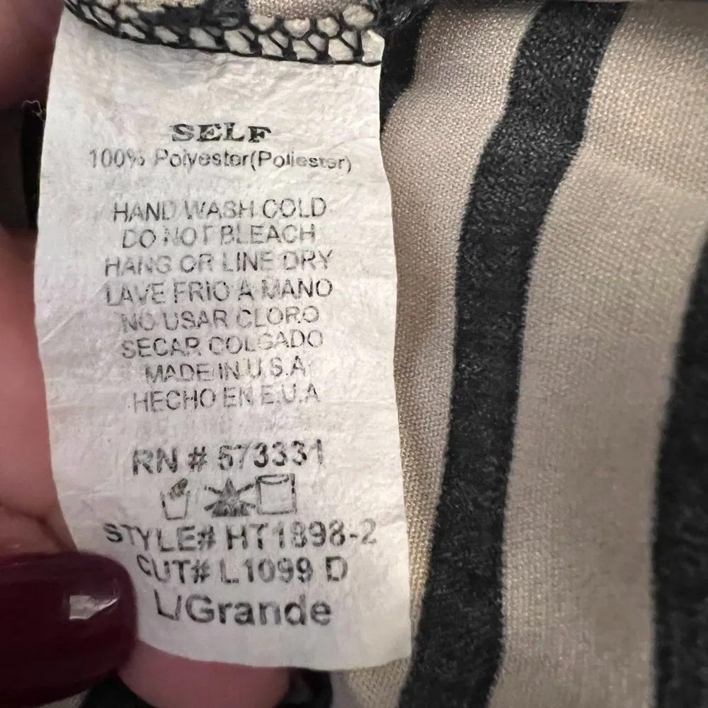 Pink Blush Maternity Beige Black Stripe Flowy Long Sleeve Blouse Size Large - Image 4