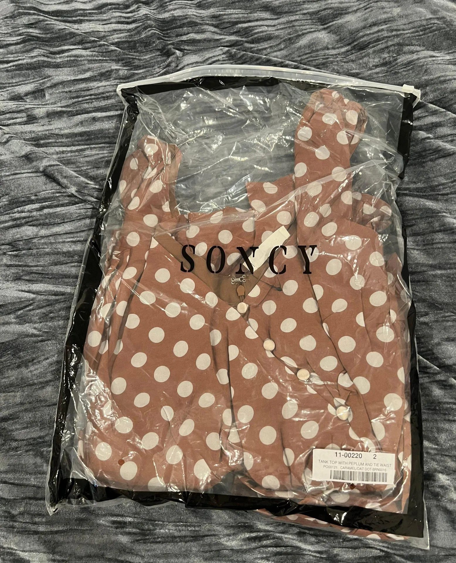 Plus Size  TANK TOP WITH PEPLUM AND TIE WAIST CARAMEL/OAT Size 18-20 - Image 3