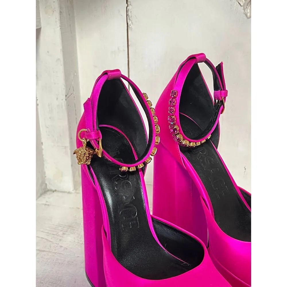 Versace Medusa Aevitas 160mm Charm Ankle Strap Platform Pumps Hot Pink 39 / 8.5 - Image 6