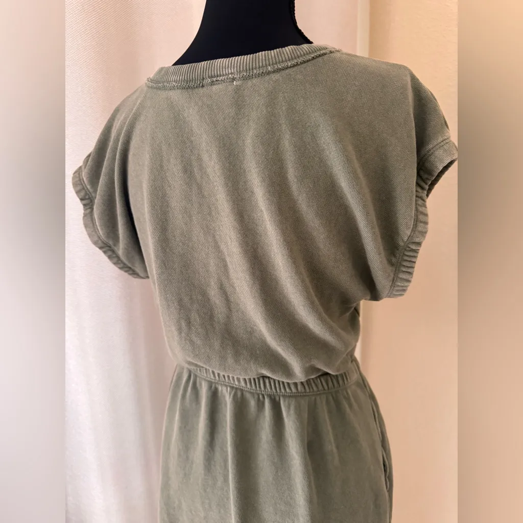 AERIE OFFLINE Casual Olive Green Weekend Fleece Cut Out Dress XS - Image 7