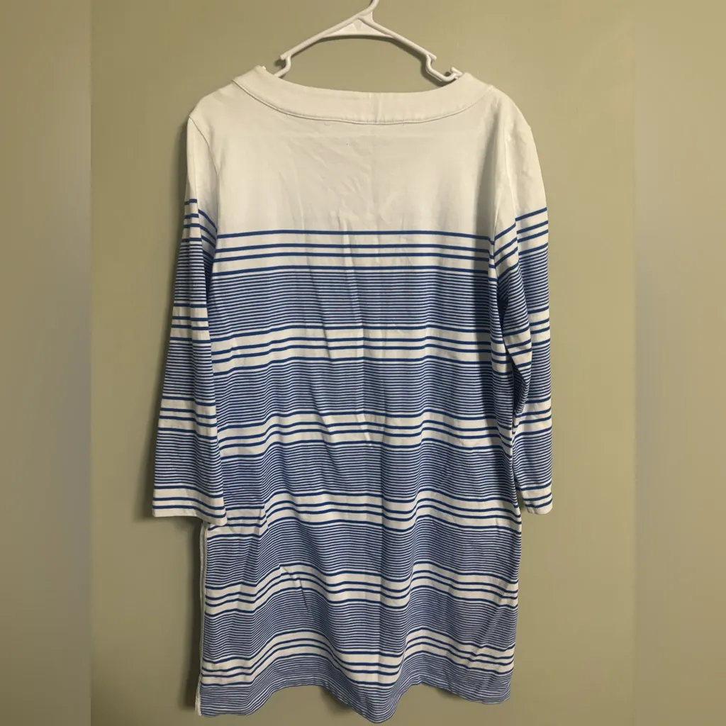 Vineyard Vines Yacht White Blue Striped Lace Up Cotton Dress Size XL 16-18 - Image 2