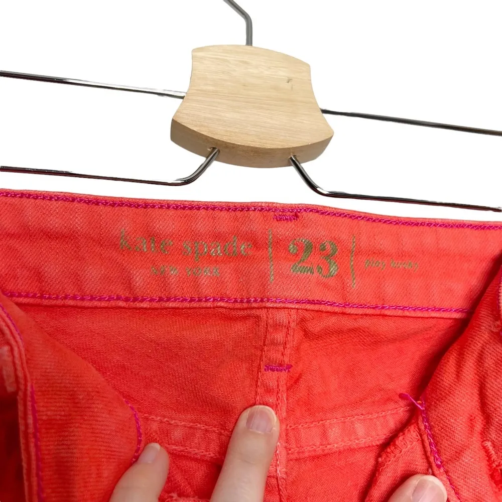 Kate Spade Bright Orange Play Hooky Broome Street Skinny Cropped Jeans - Image 10