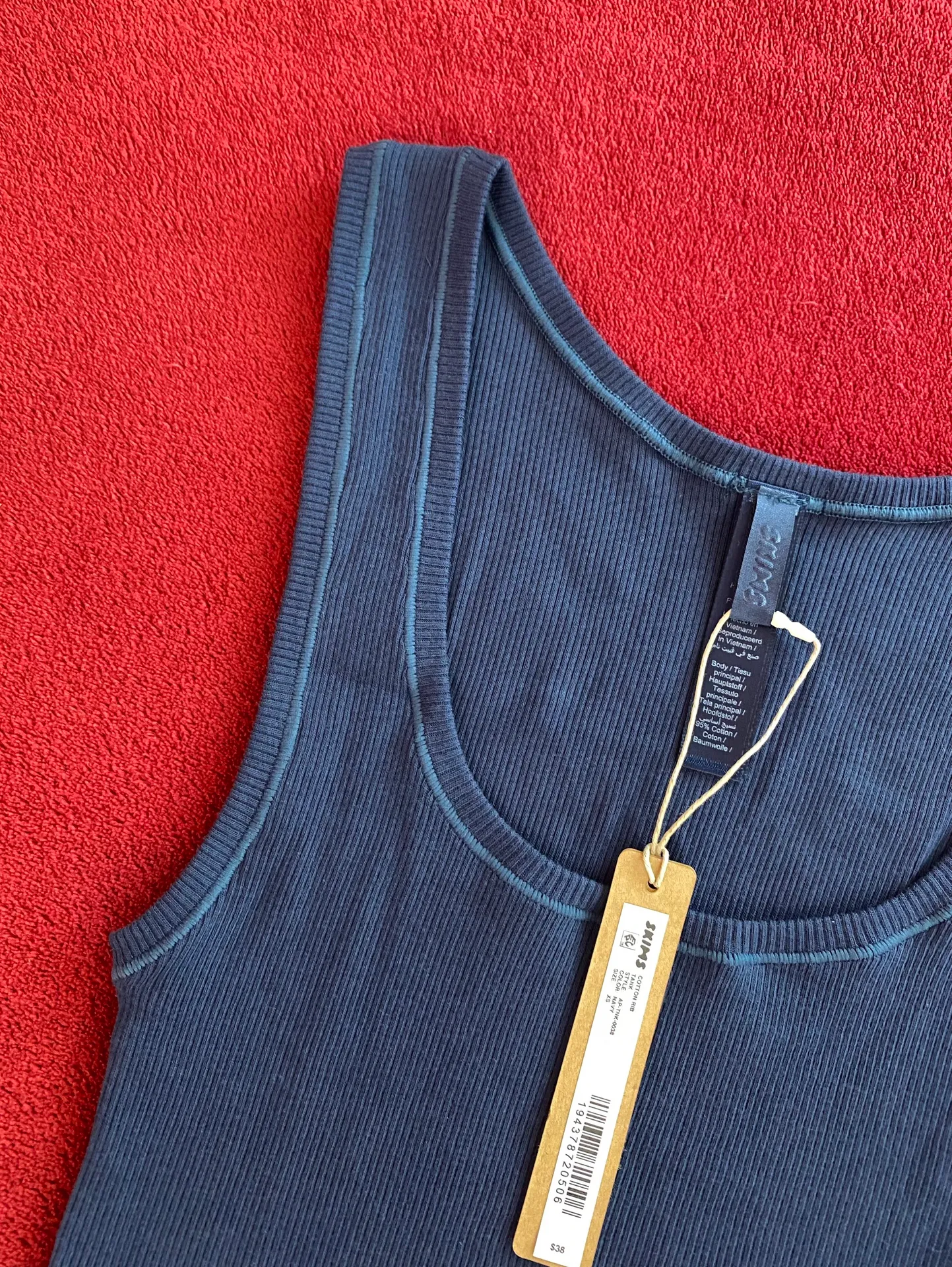 SKIMS cotton rib tank in navy size S - Image 2