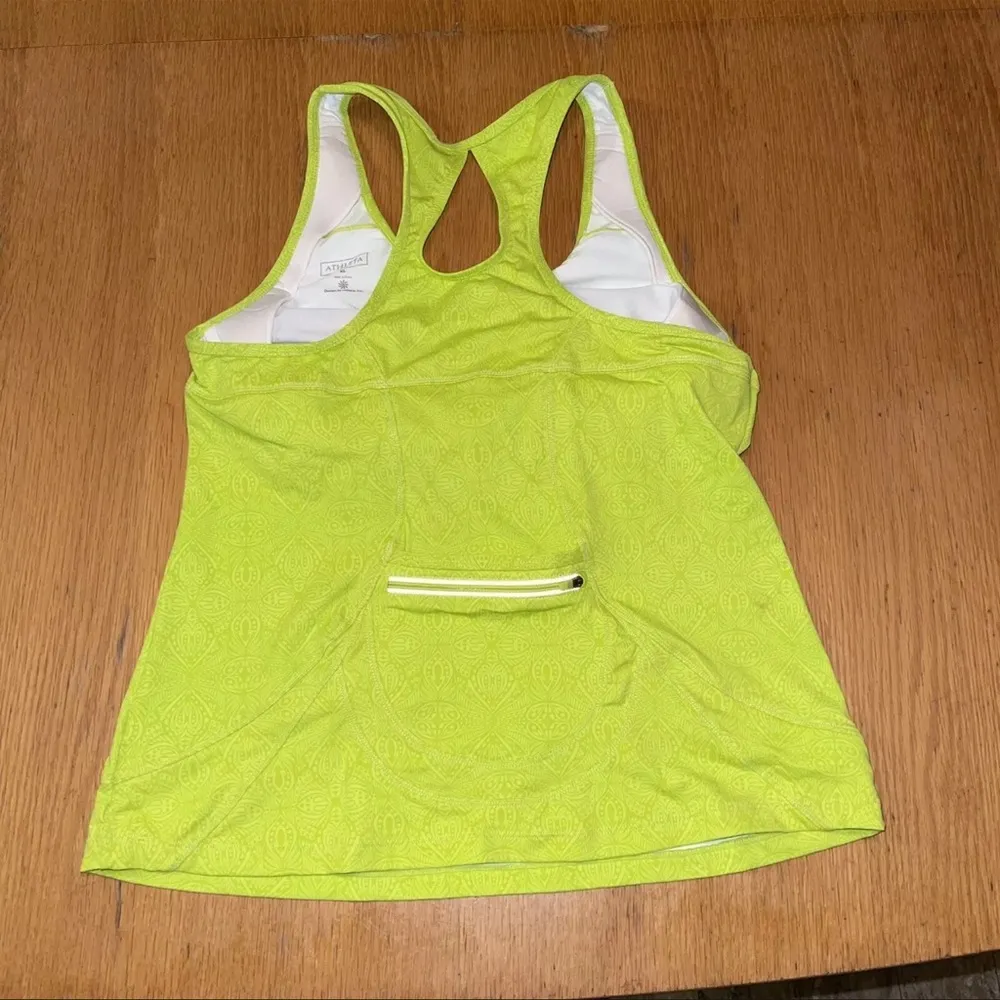 Athleta Printed Energy Tank bright green sleeveless Sz XL athletic work-out - Image 2