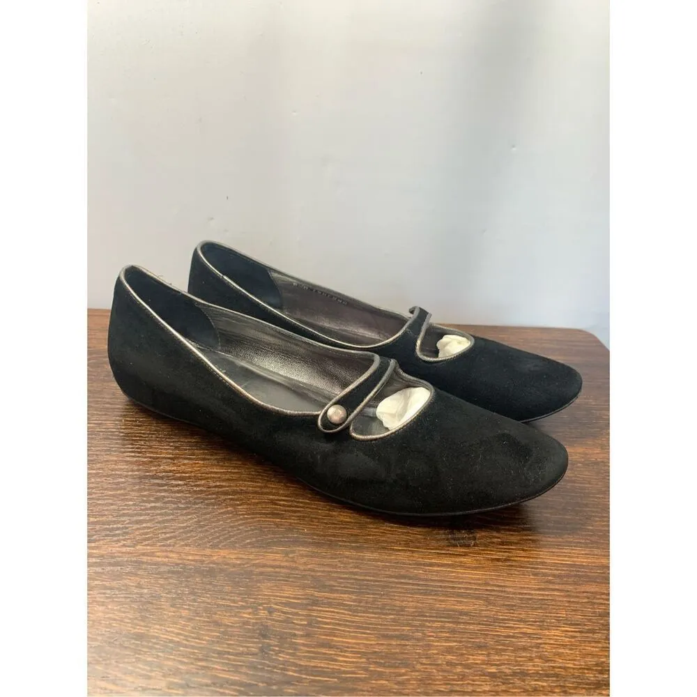 Donald J Pliner Henna Suede Leather Flats Mary Jane Shoes Black Size 8.5 M - Image 3