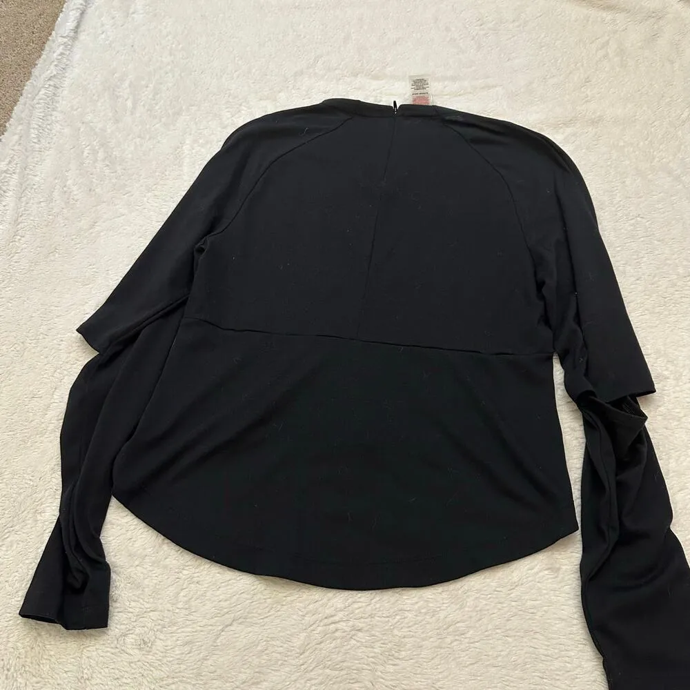 Black GymShark Long Sleeve Active Top sz L elbow holes - Image 2