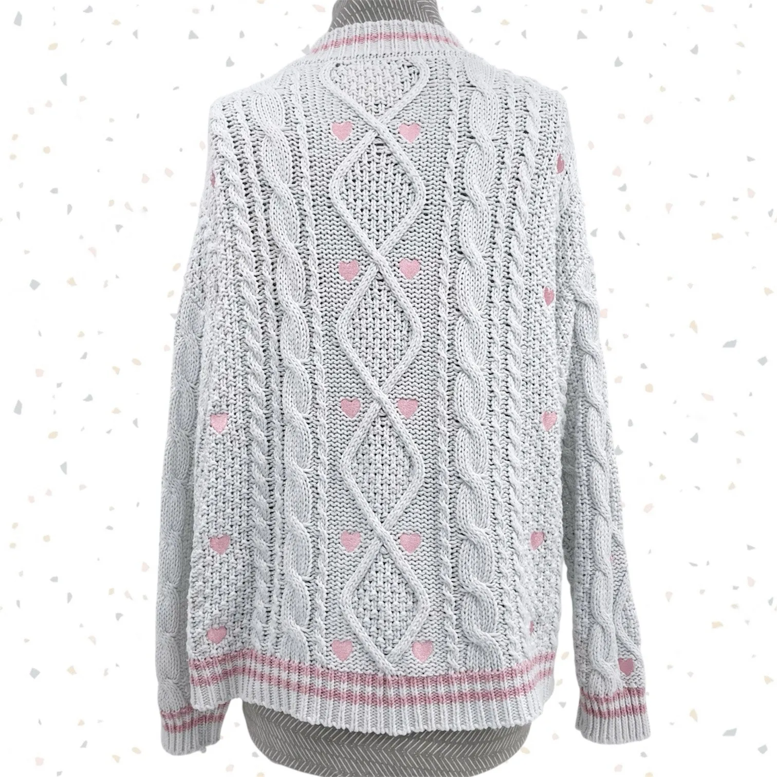 Taylor Swift Lover Cardigan White Pink Stars Cozy Sweater Valentine Size XS / SM - Image 4