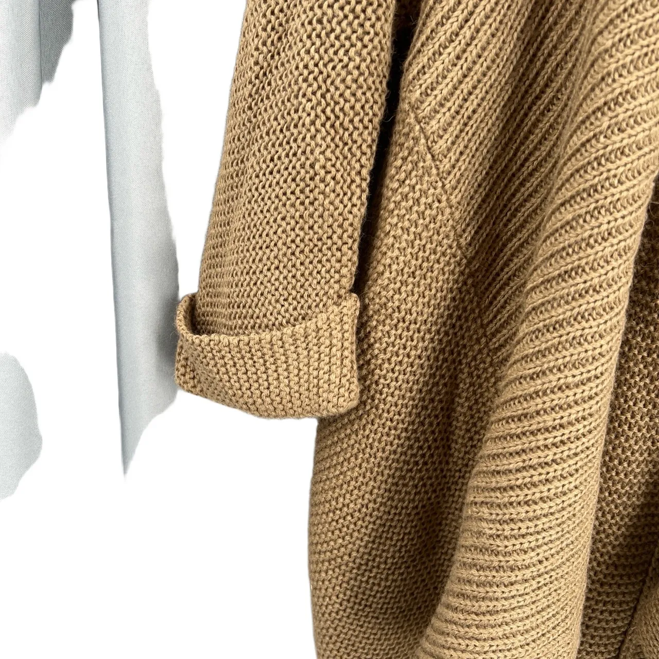 Brochu Walker Alpaca Wool Blend Open Front Draped Cardigan Sweater Brown OS - Image 2