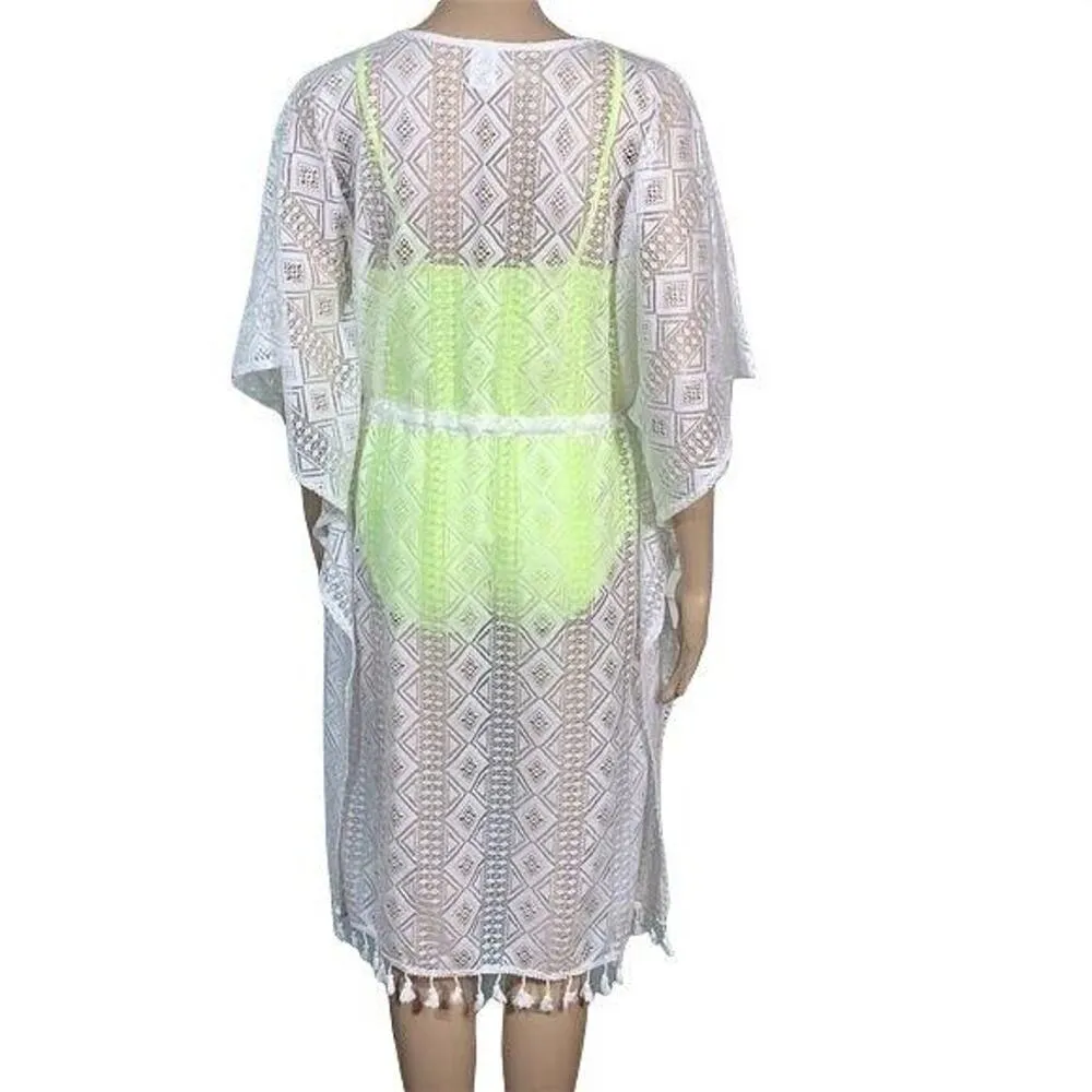 Echo Womens Swim Coverup Lacy Pullover Swimsuit Beach White One Size Size undefined - Image 5