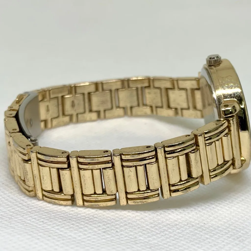 Anne Klein women’s watch gold tone 32mm black dial links band 7.5” running - Image 6