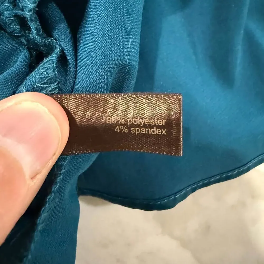 The Limited Cold Shoulder Cinched Waist Relaxed Blouse Women's Small Solid Teal - Image 7