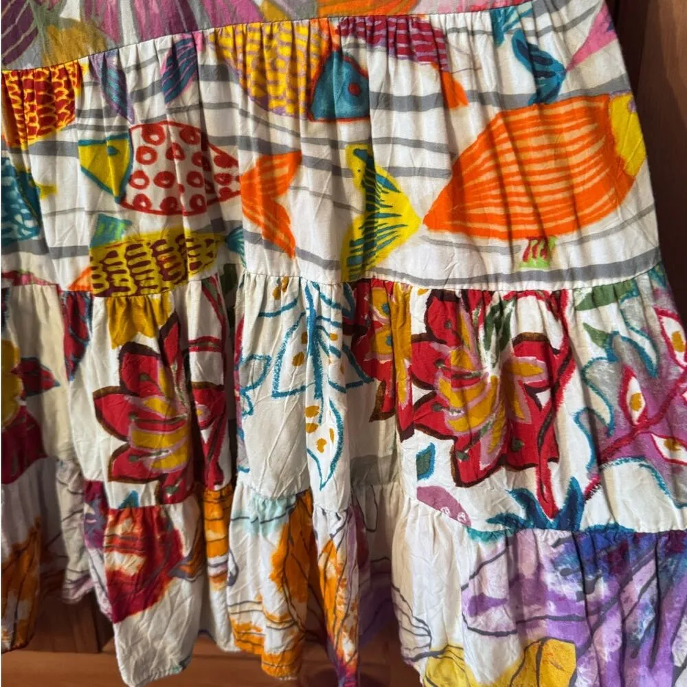 Vintage Jams World Hattie tropical print classic spun rayon dress M - Image 8