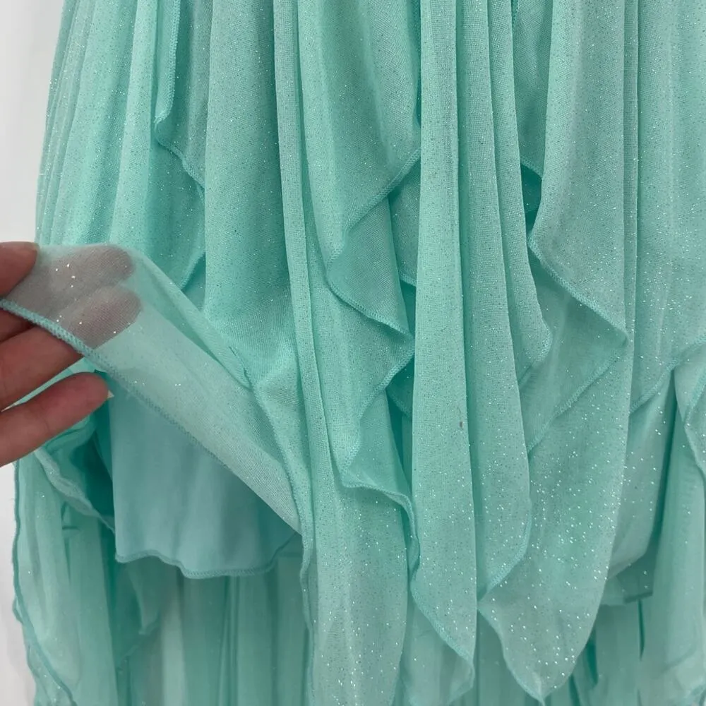 Sequin Hearts Babydoll Fairy Y2K Dress Sz 3 Mint Coquette Sparkle Strapless Gala - Image 4