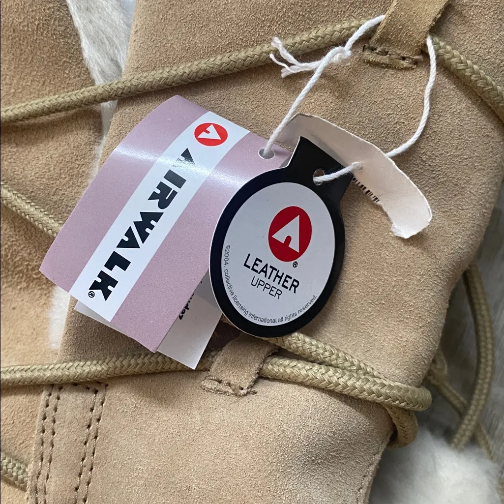 Airwalk Pipkin Natural Khaki Suede Leather Faux Fur Lined Boots Womens 10 Winter - Image 8