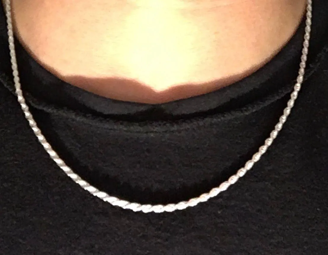 Real Solid Silver Rope Chain 20in 2mm And Silver Cross Pendant Set 925 Italy - Image 6