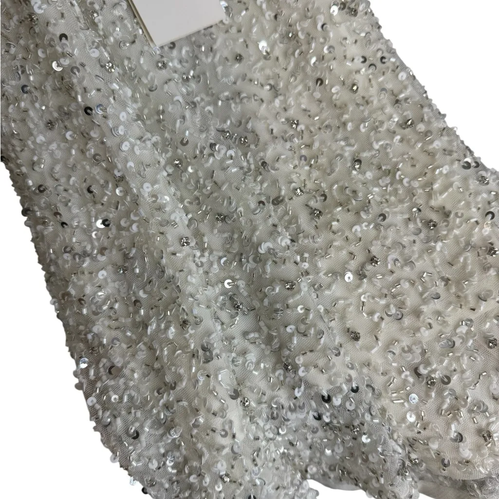 Retrofete MICH SEQUIN mini DRESS white silver size S Gray - Image 8