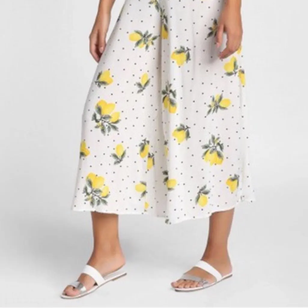 Forever21 Wide Leg Cropped Palazzo Pants Limoncello Fruit Citrus Pants Sz 1x - Image 2