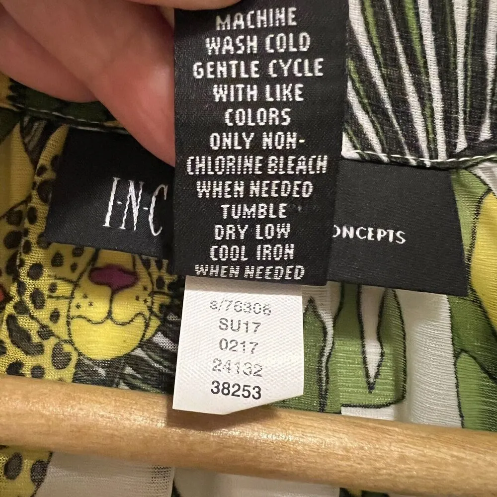 INC International Concepts Jungle Animal safari Tiger Faux Wrap Top Size Small White - Image 9