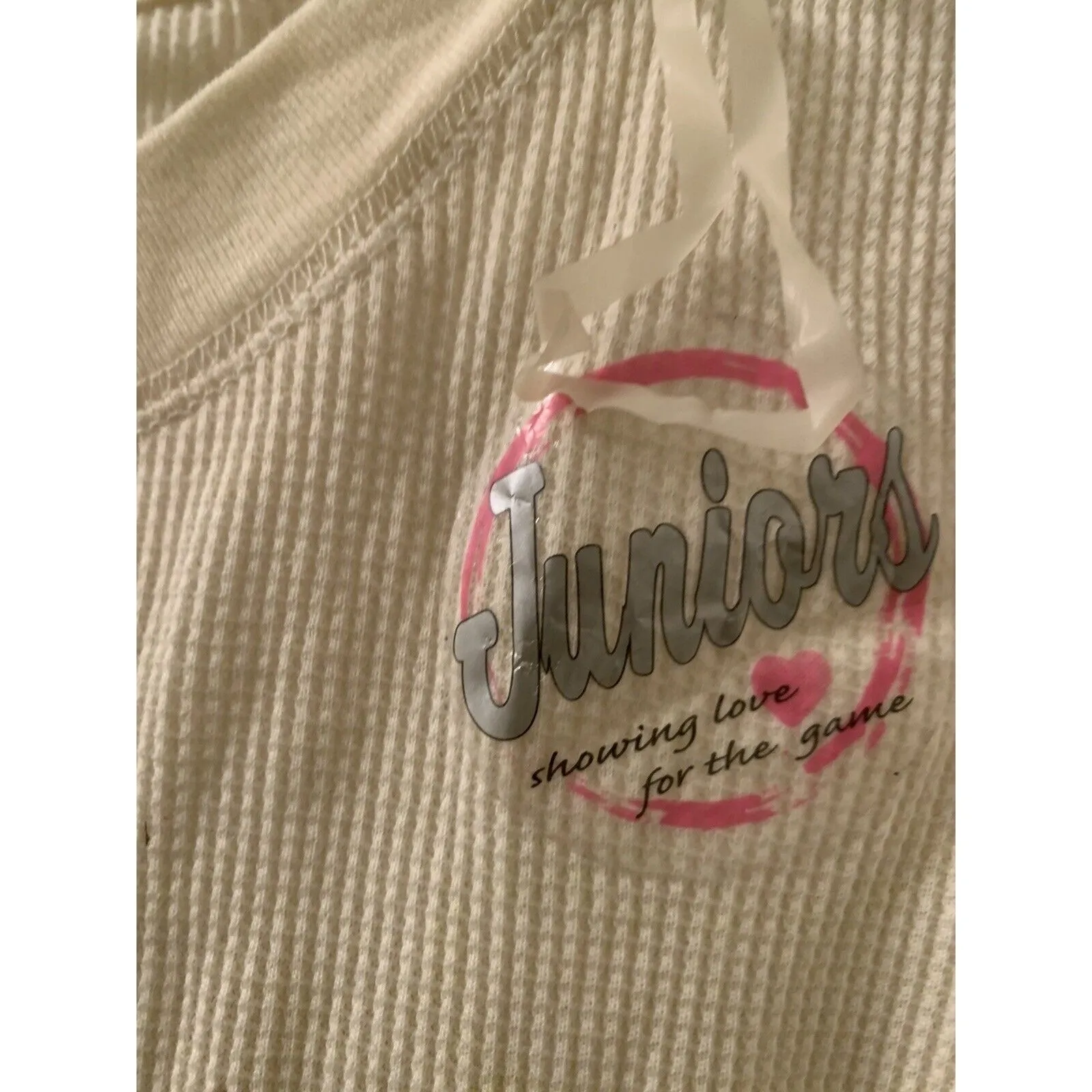 Virginia Tech Hokies Women's Juniors Thermal Waffle Knit Shirt Size M Beige Size M - Image 3