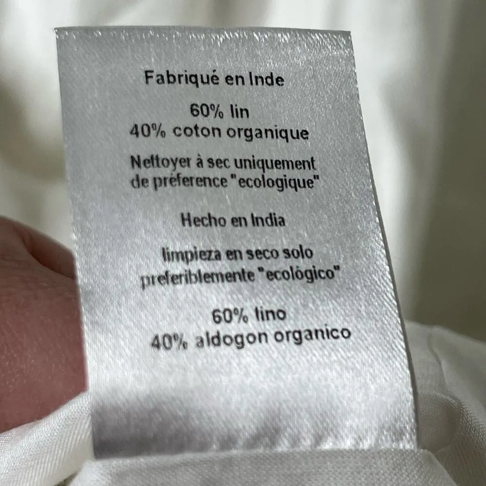 NWT Mara Hoffman White Linen NAMARI Pencil DRESS Puff sleeve sz 12 - Image 11