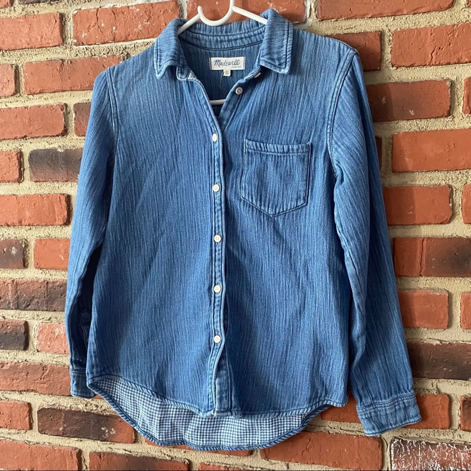 Madewell Button Down Denim Shirt Sz XS Long Sleeve Jean Shirt Western - Image 5