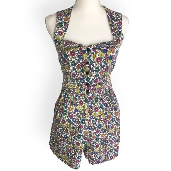 Cultured’Amour Vintage Ditsy Floral Button Front Romper Size L - Image 15