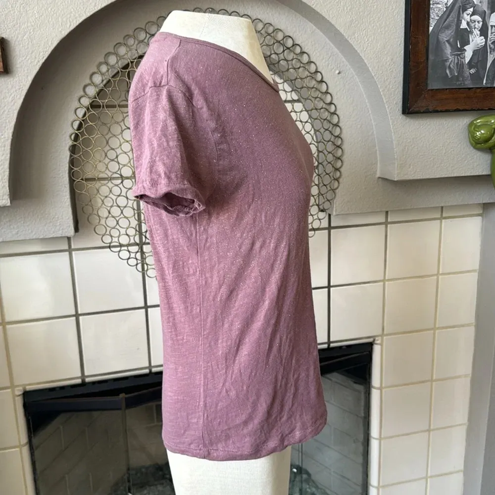 Lucky brand mauve with sparkle size xs crew neck t shirt - Image 4