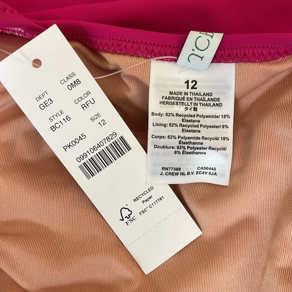 J. Crew Radiant Fuchsia Pink Retro Ruched V-Neck One Piece Statement Swimsuit - Image 7