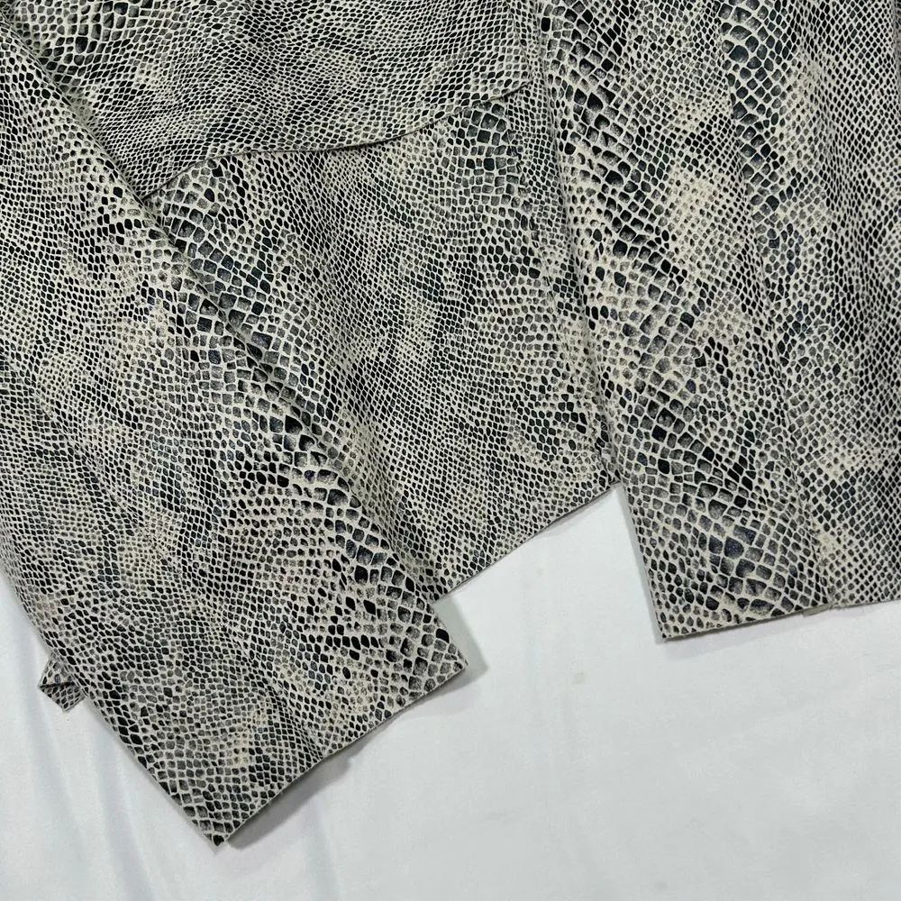 Blank NYC Snake Print Waterfall Draped Blazer Jacket Grey Open‎ Front Jacket Med - Image 3