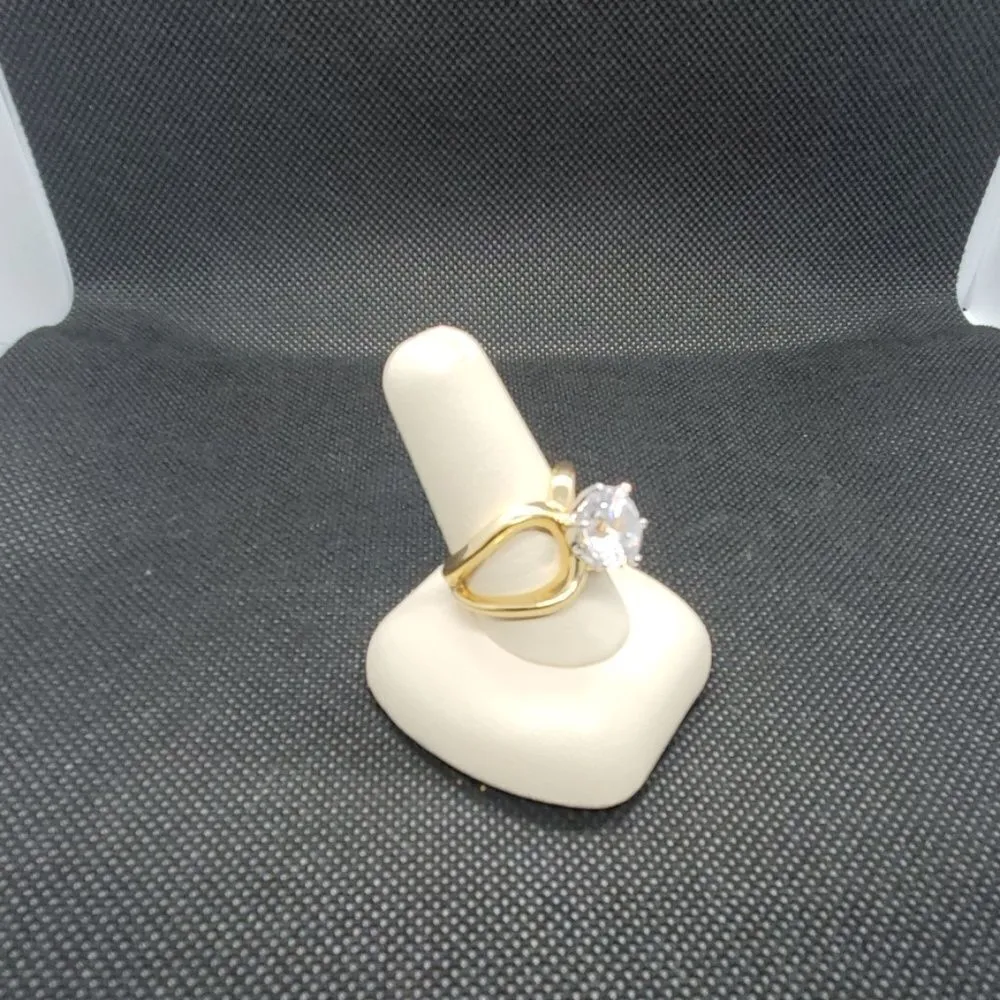 18k Gold Heavy Gold Electroplated CZ Ring Gold Size 8 - Image 2